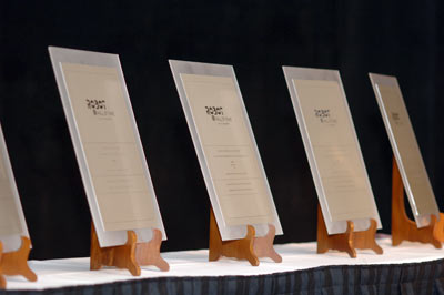 Plaques presented to the five inductees